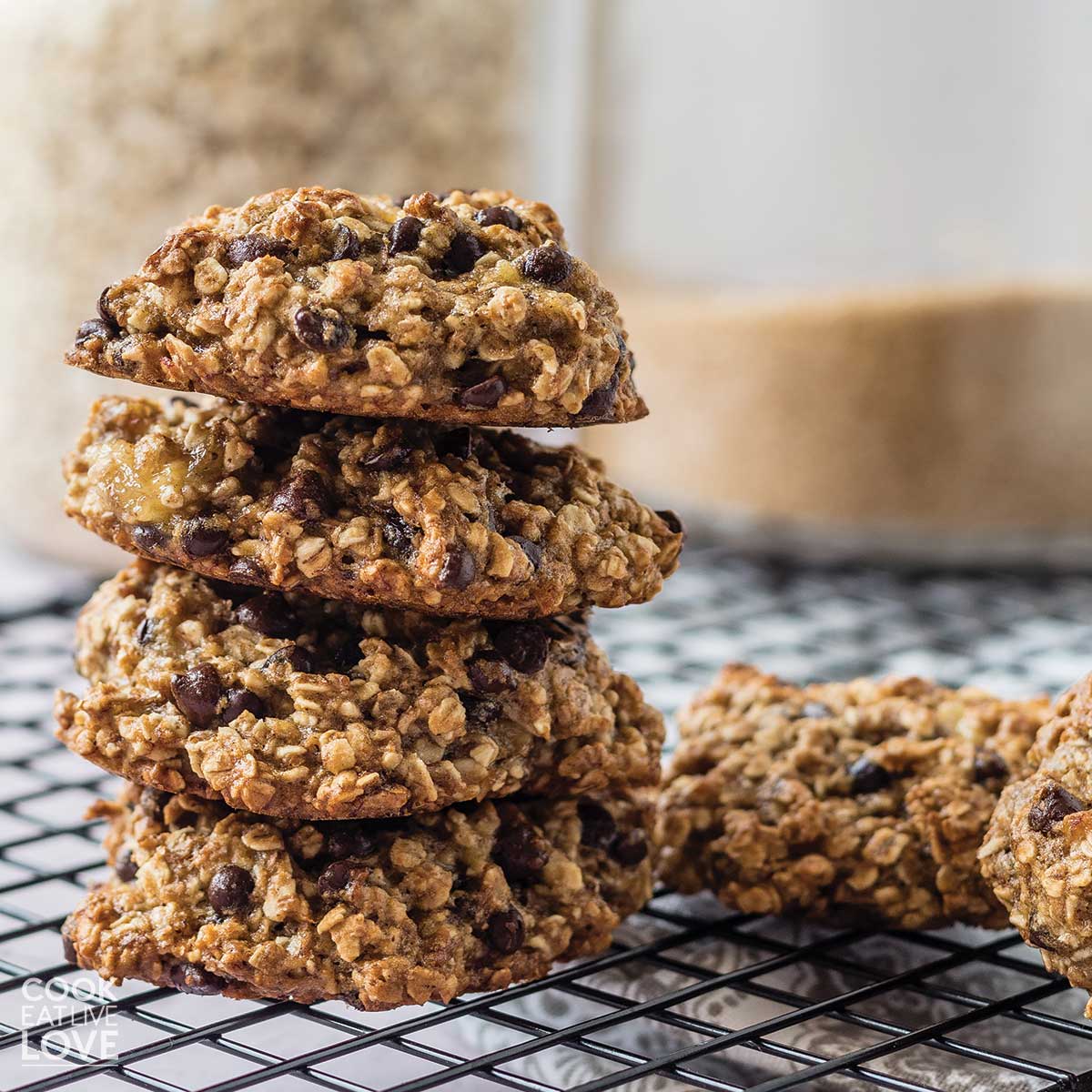 Bake Chewy Vegan Small Batch Oatmeal Cookies with Banana